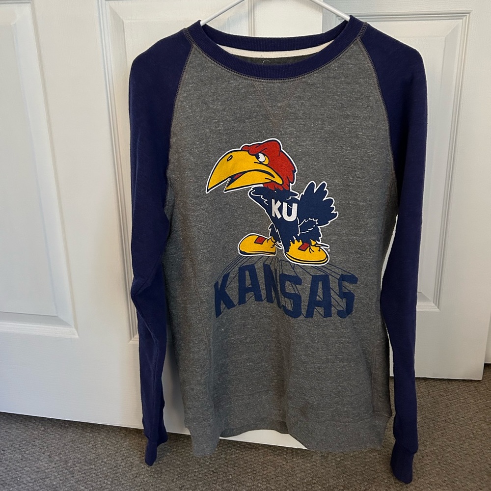 Charlie Hustle University of Kansas Legacy Grey & Navy Crewneck Sweatshirt